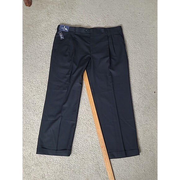 NWT Stafford Dress Pants Mens 44x30 Black Claasic Fit Wool Blend Travel Trousers - Picture 3 of 7